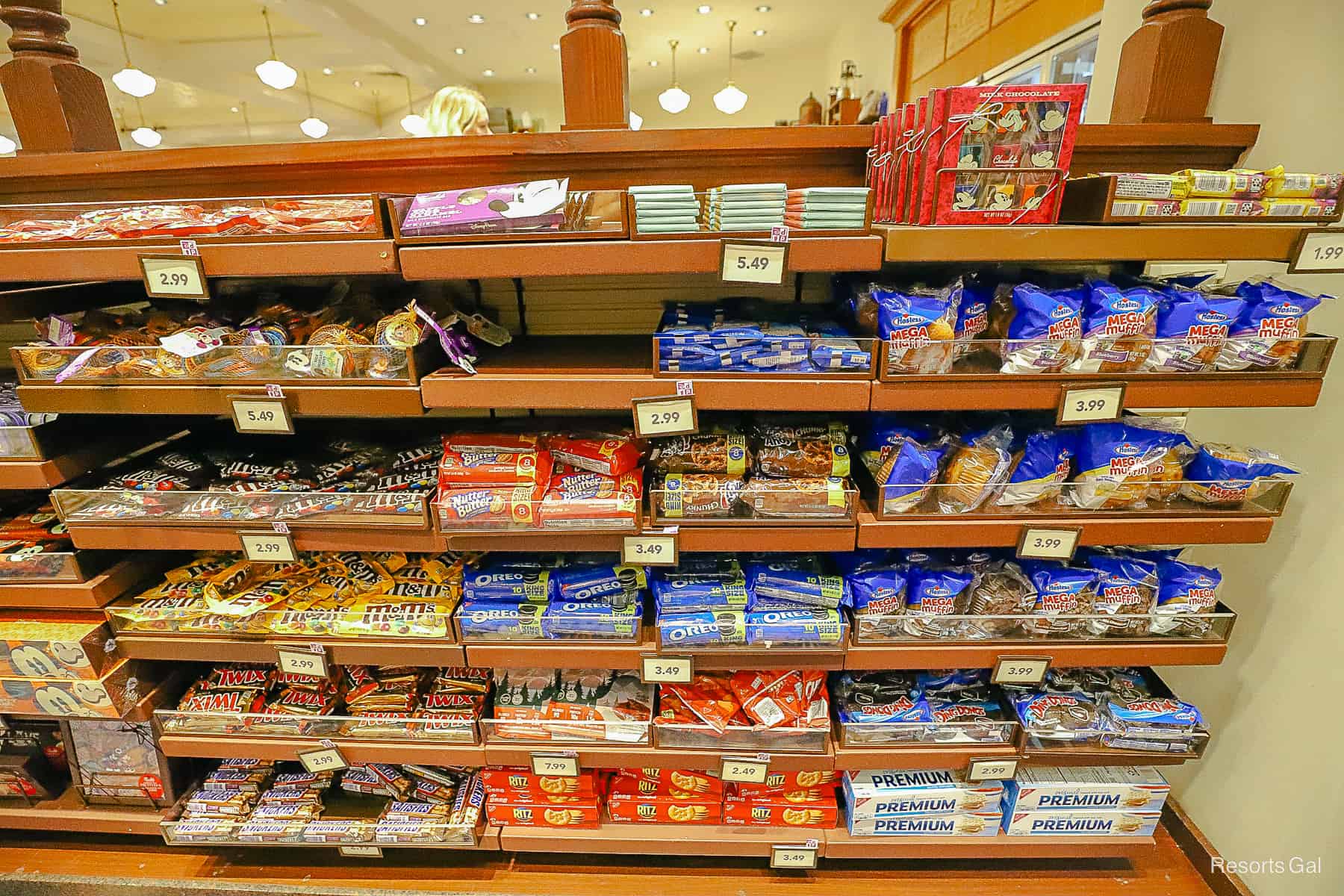 a display with small individual packages of snacks 