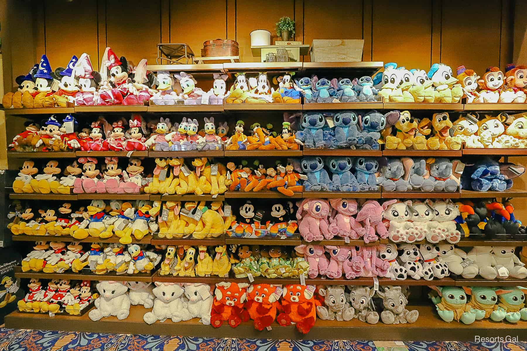 a huge wall of plush at Fulton's General Store 