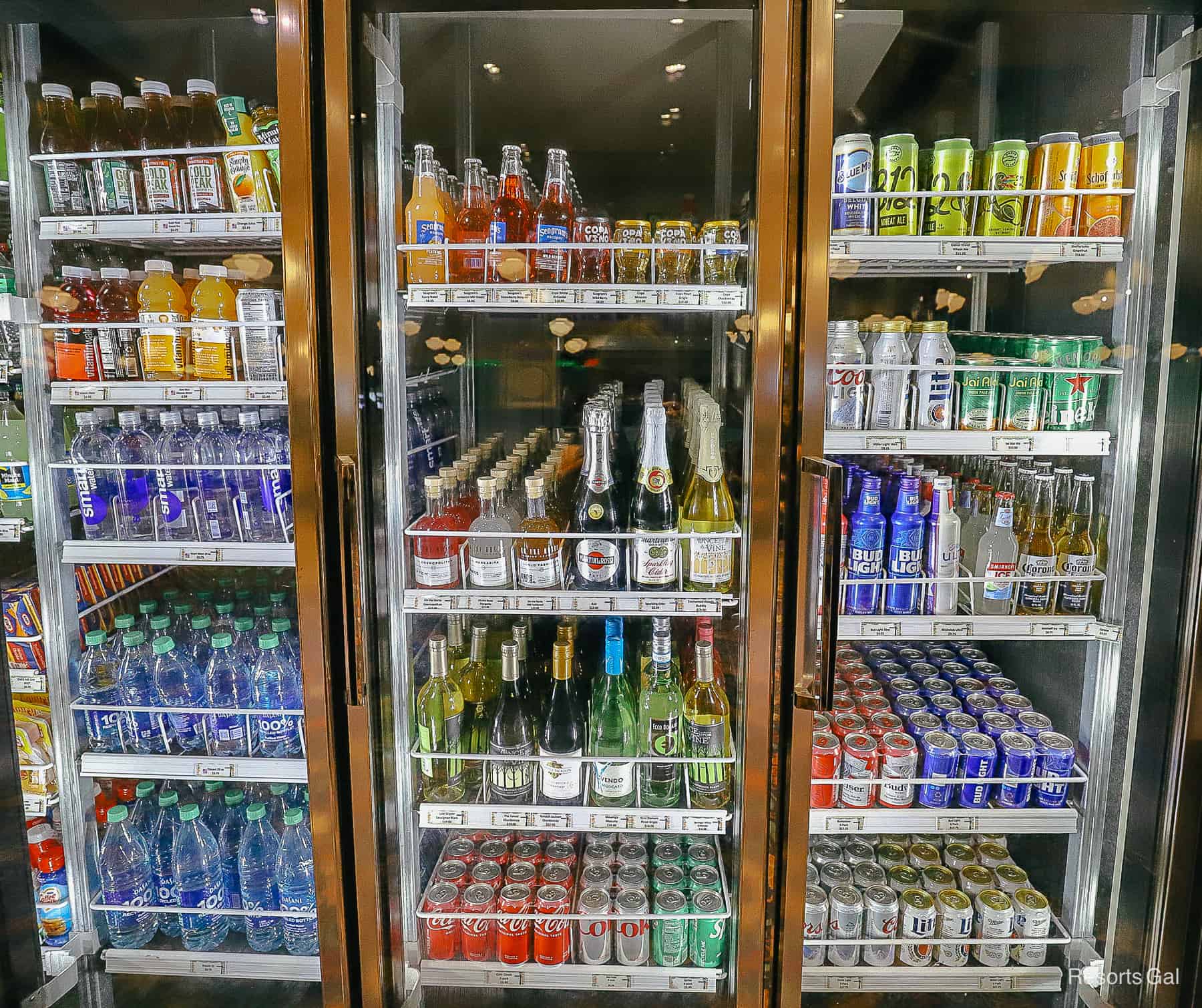 a refrigerated case with beverages 