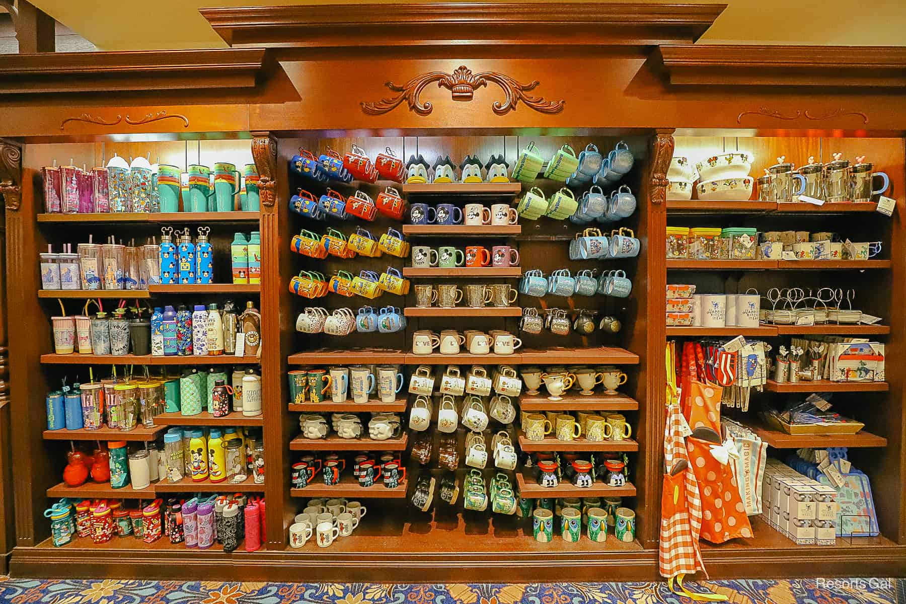 a display with Disney branded mugs and home accessories in Fulton's General Store 