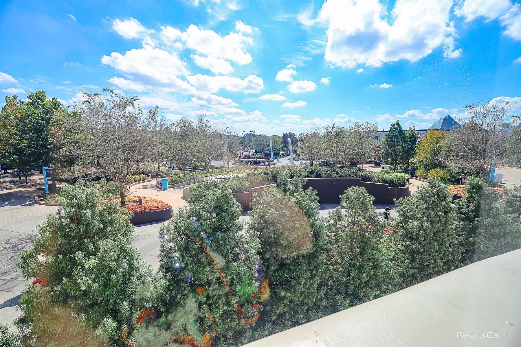 our view of World Celebration Garden from a window seat at GEO-82