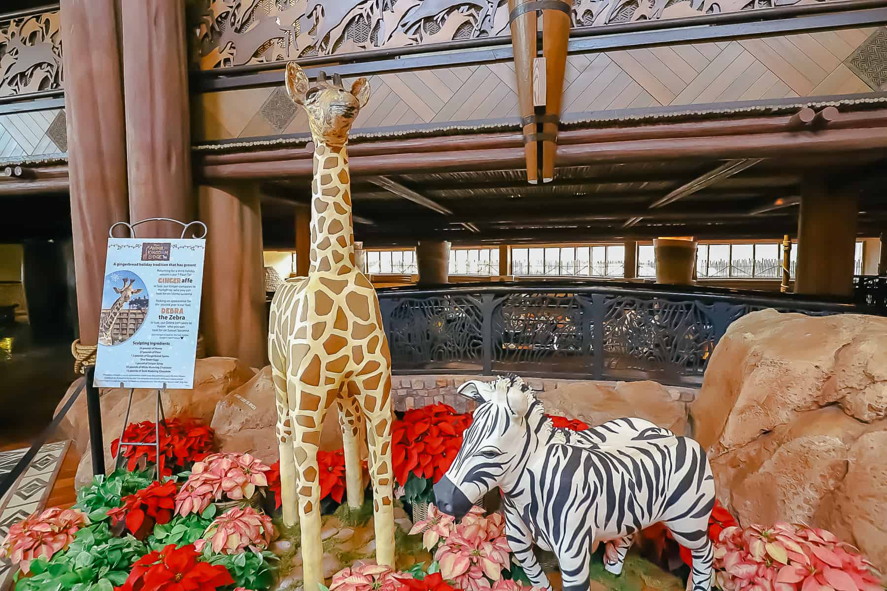 The 2023 display sits in a more prominent location in the Animal Kingdom Lodge lobby. 