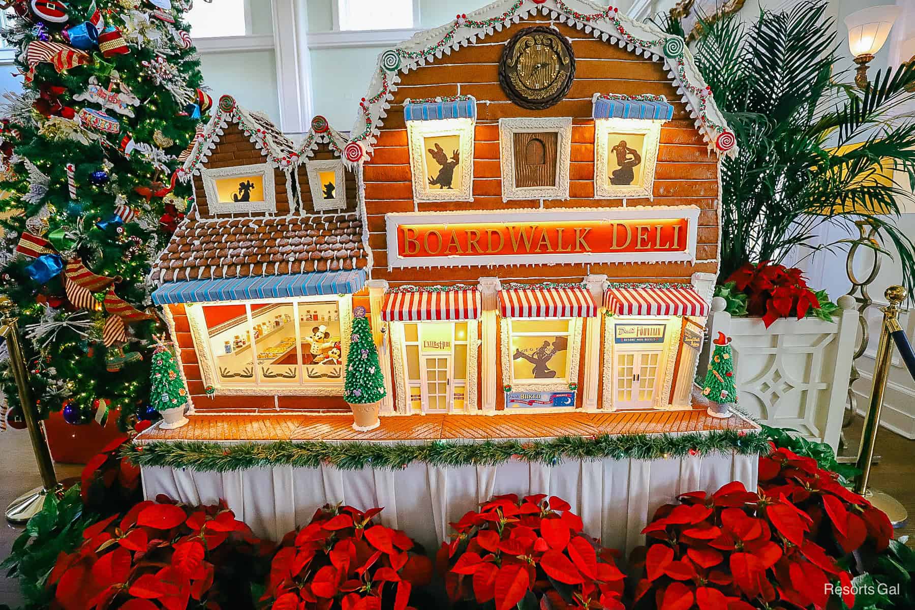 A gingerbread house at Disney's Boardwalk designed to look like the hotel. 