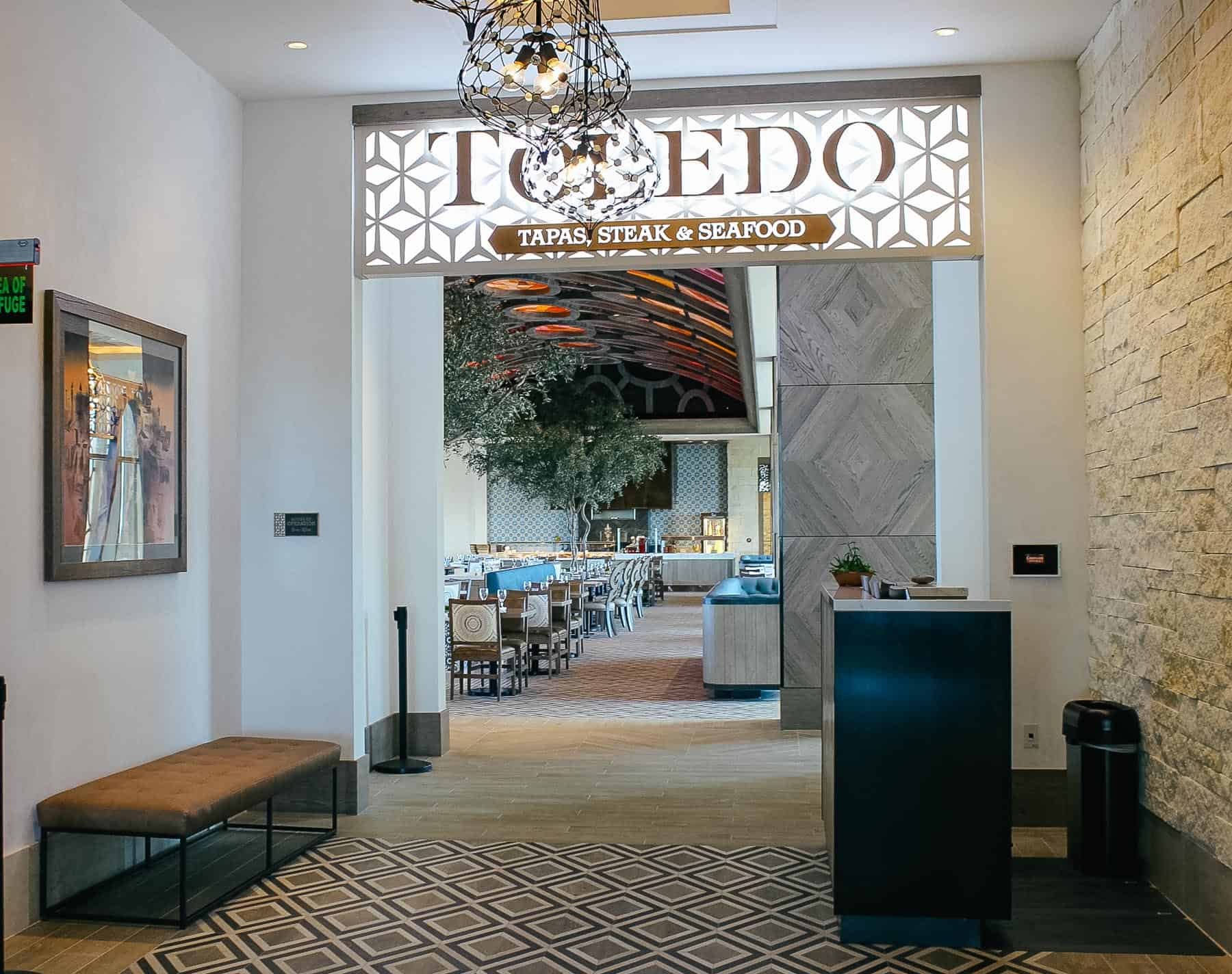 the entrance to the Toledo restaurant at Gran Destino Tower 