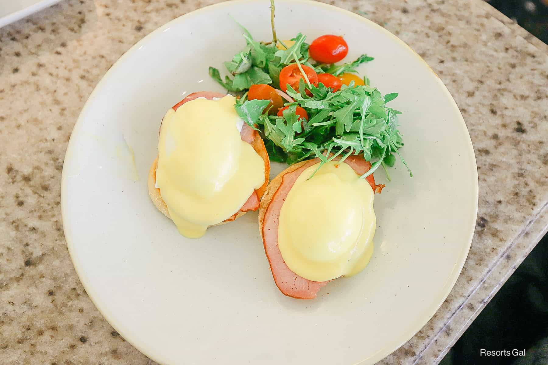 an order of traditional eggs Benedict from the Grand Floridian Cafe
