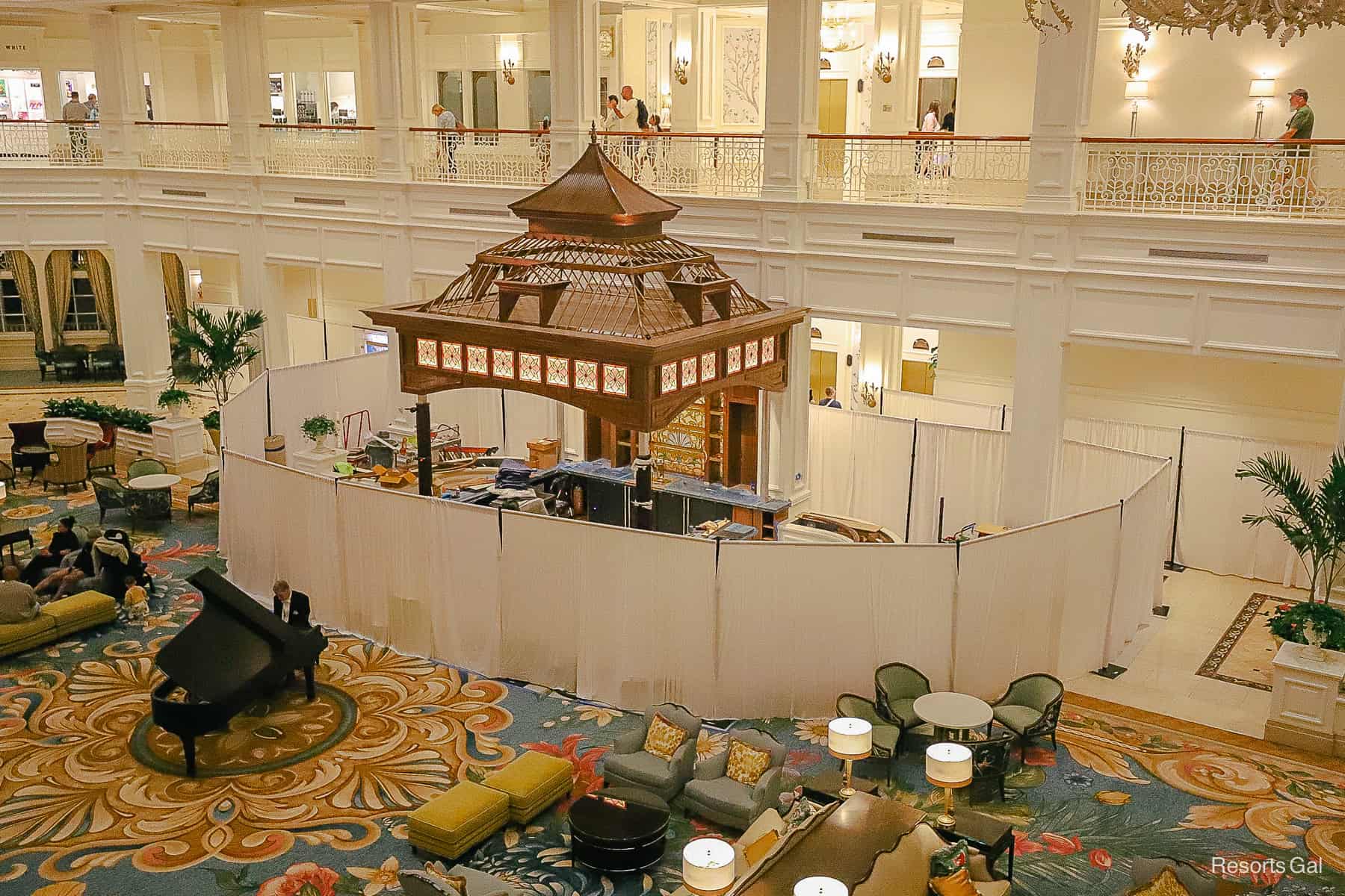 an angle of the new bar area that shows how a stained glass panel was added 