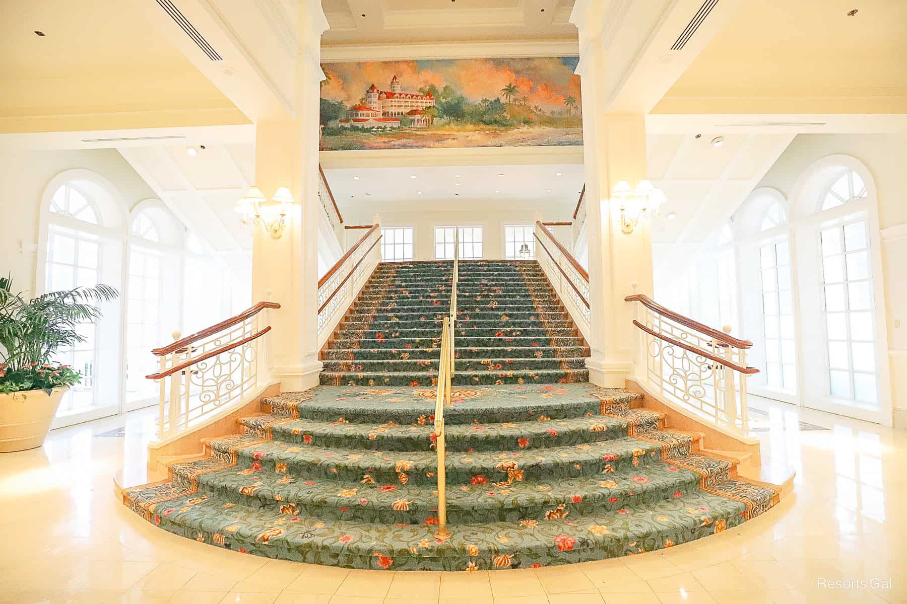 the new carpet on the staircase of the Grand Floridian Resort