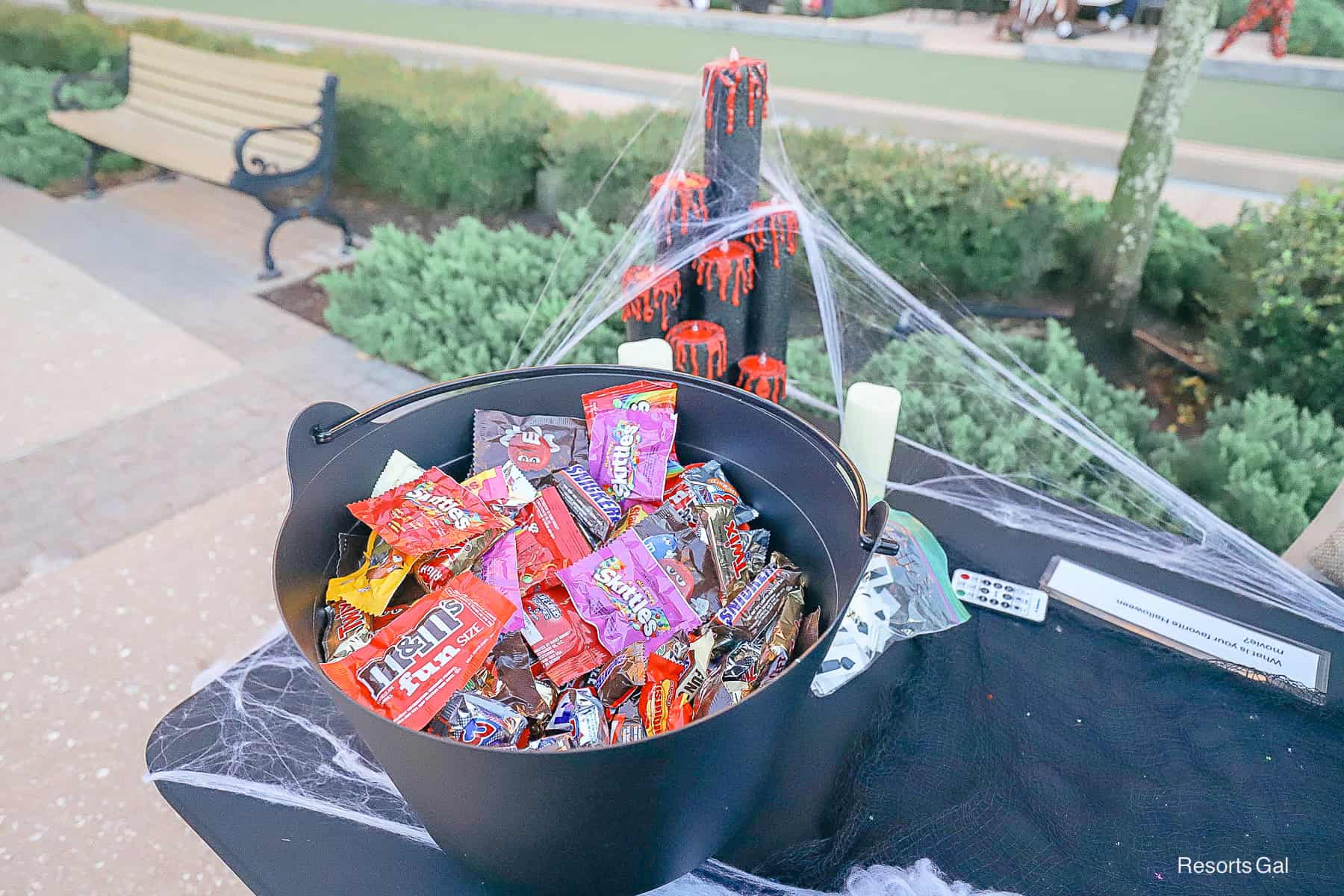 a bowl of candy on the treat trail at Disney's Riviera Resort