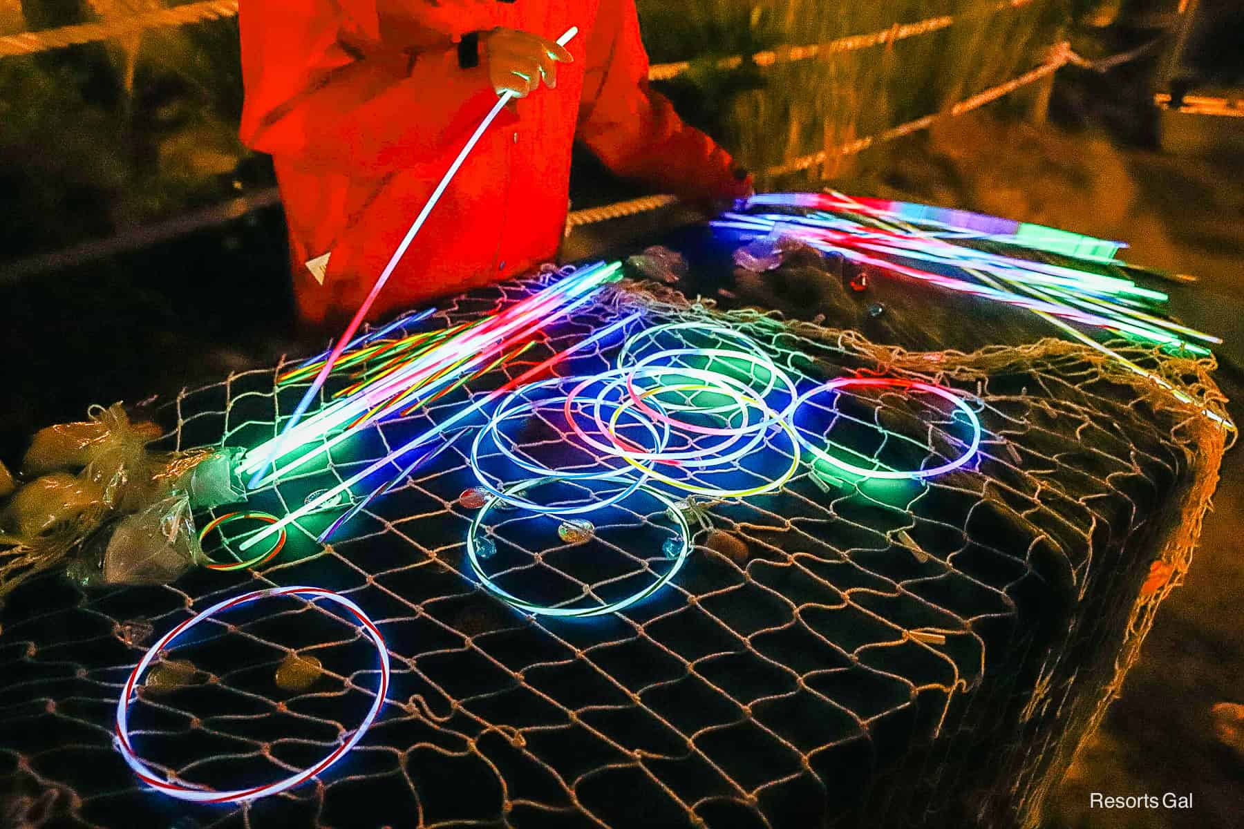 neon glow bracelets at the Beach Club on Halloween