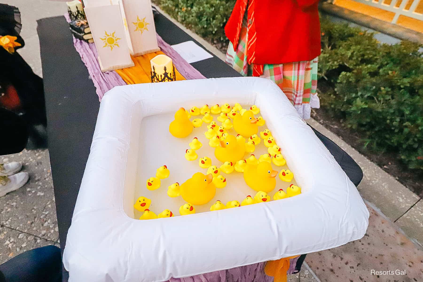 a rubber duck water game activity at Caribbean Beach on Halloween