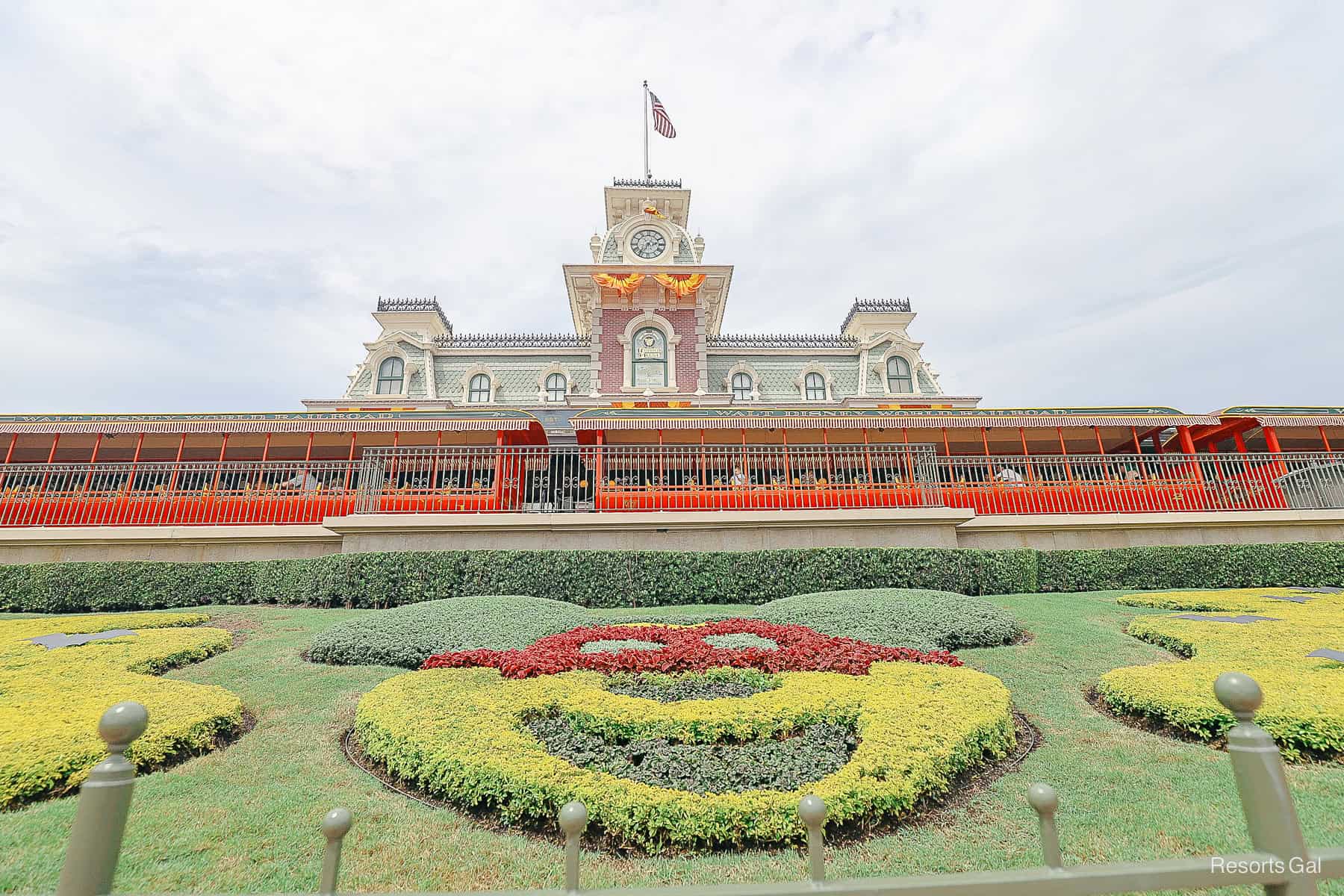 Mickey Mouse in the entrance planter 