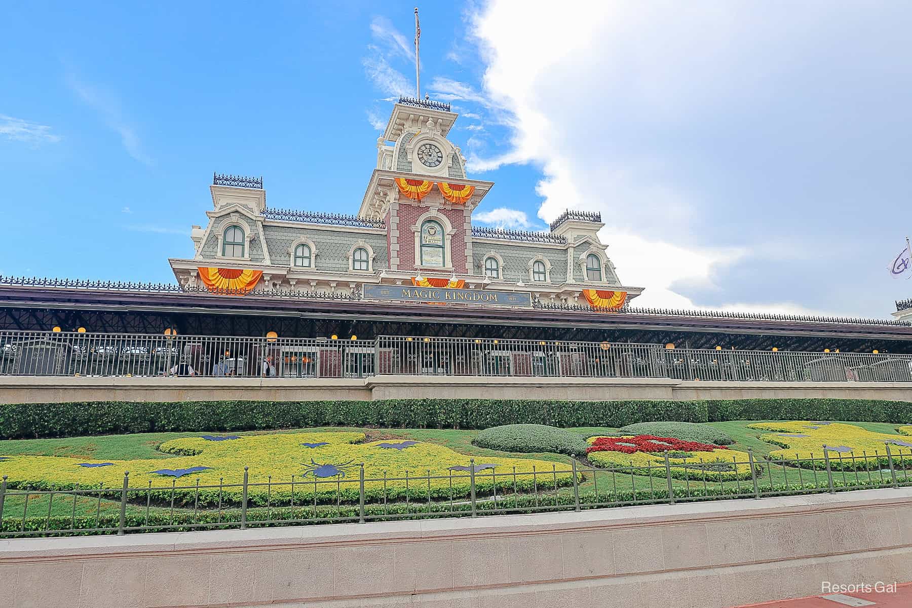 train station angle with blue skies 