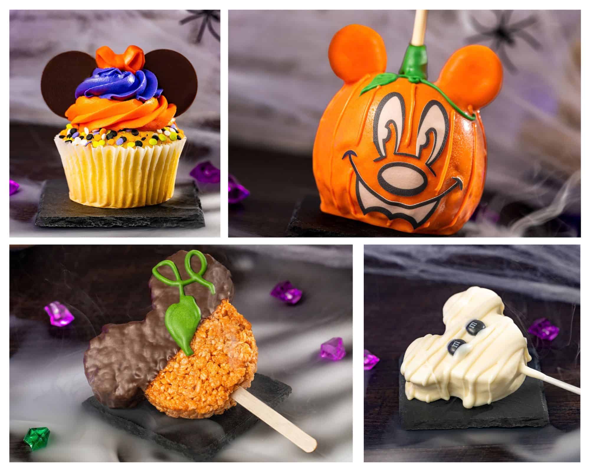 a collage of Halloween treats announced for Disney World in 2026
