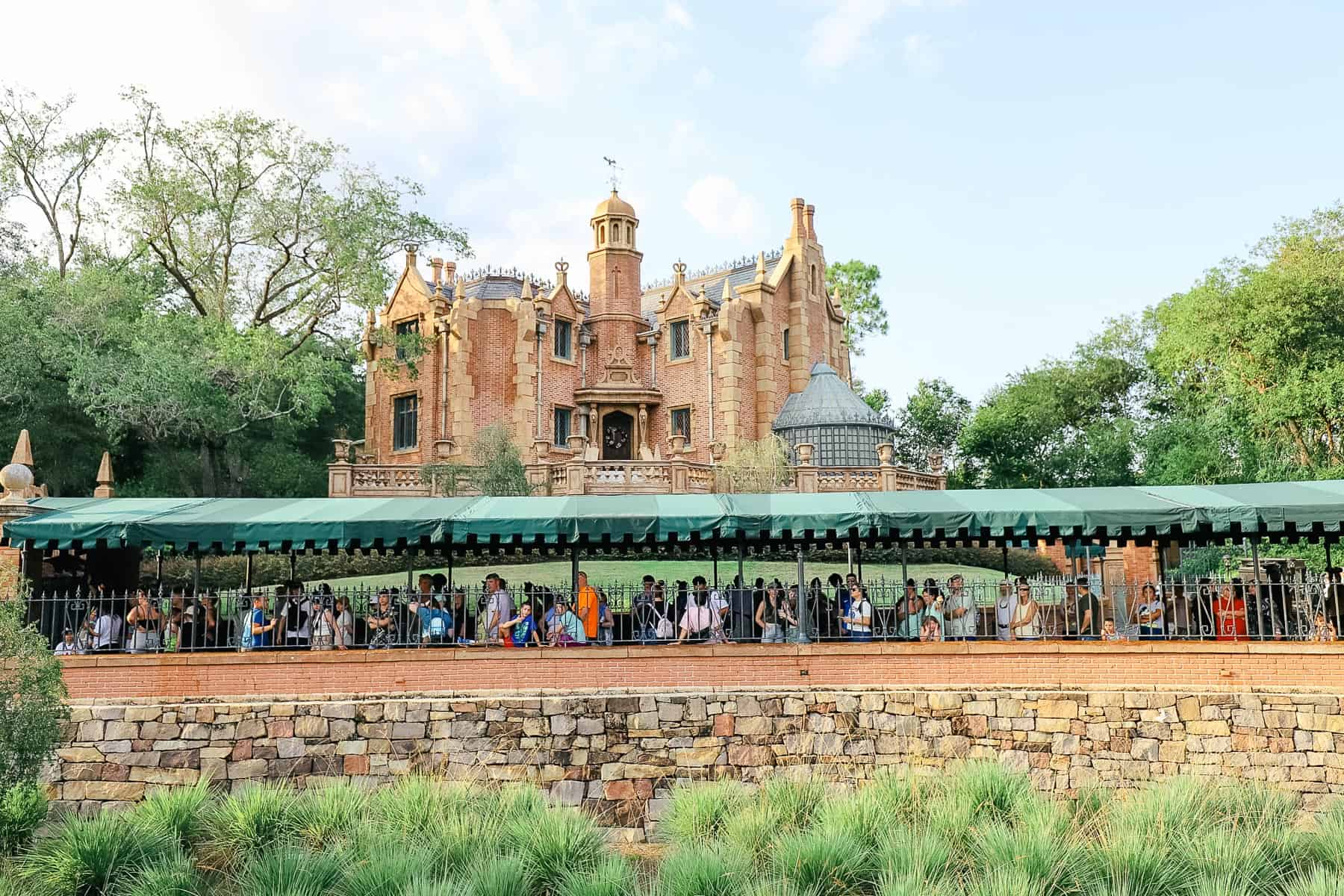 A view of the Haunted Mansion from the Liberty Belle Riverboat. 