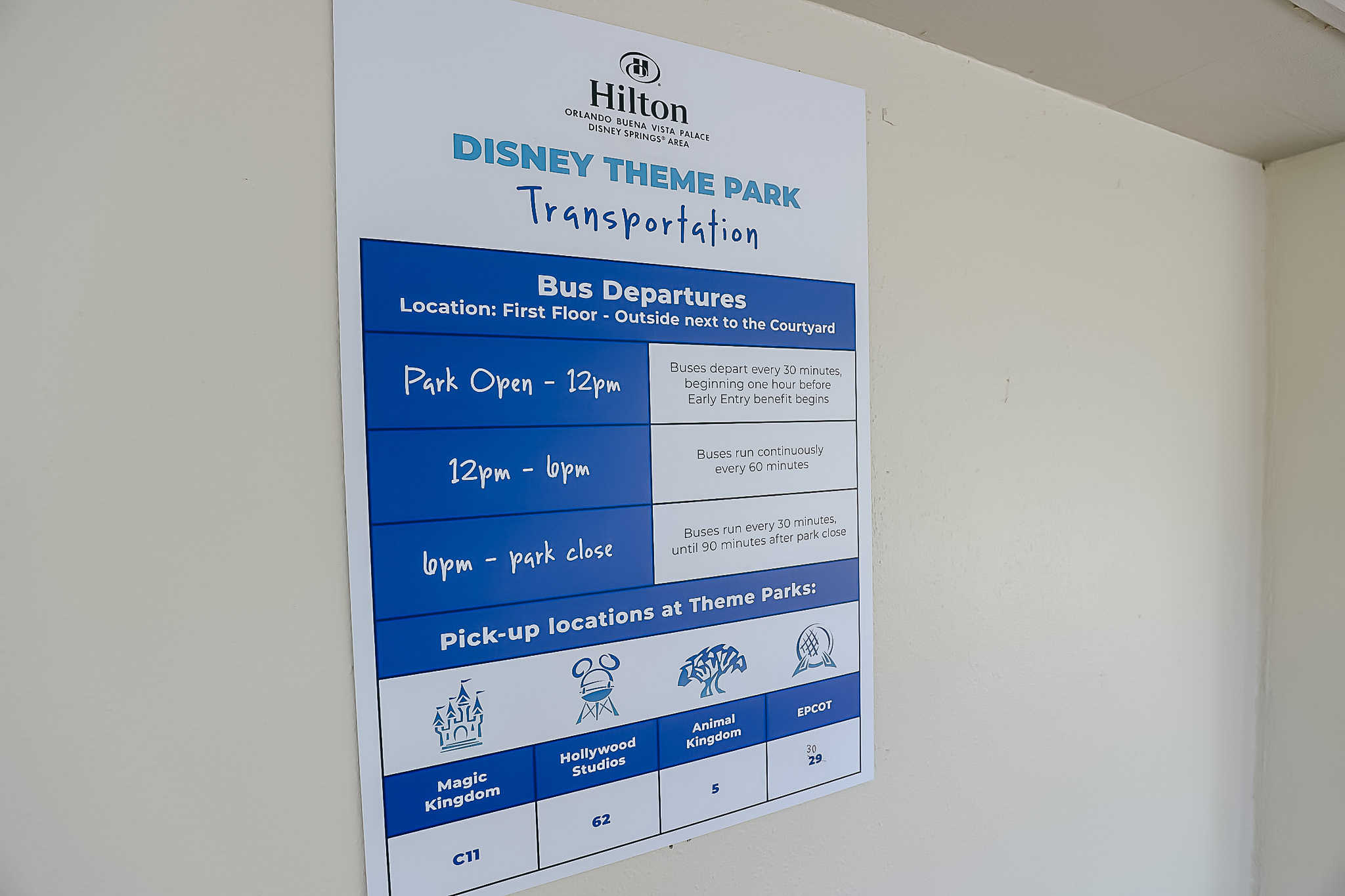 bus schedule for Hilton Buena Vista Palace 