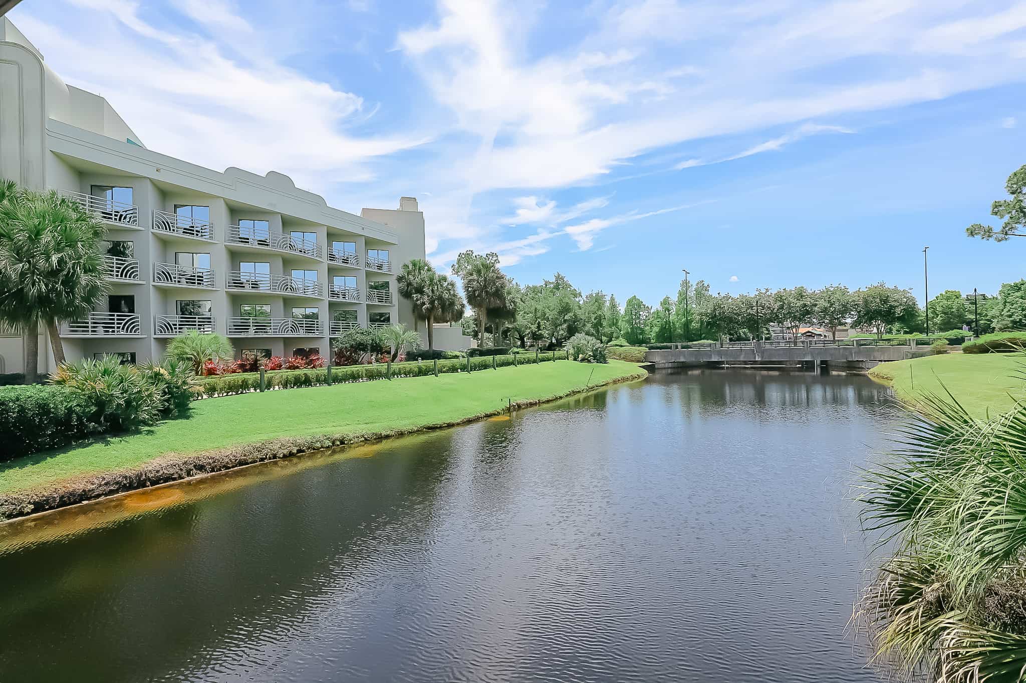 the island building next to a canal at Hilton Buena Vista Palace 