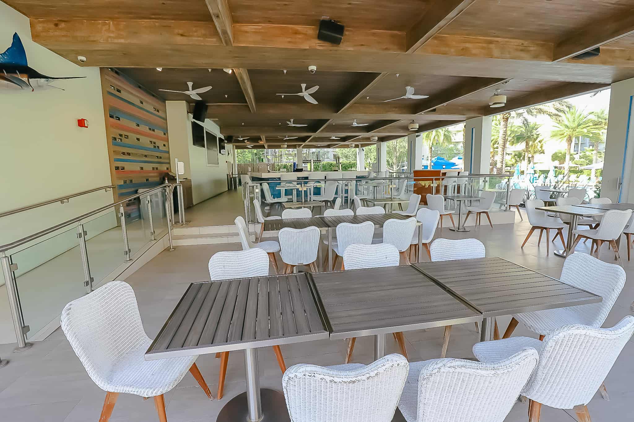 tables and chairs at the resort's pool bar 