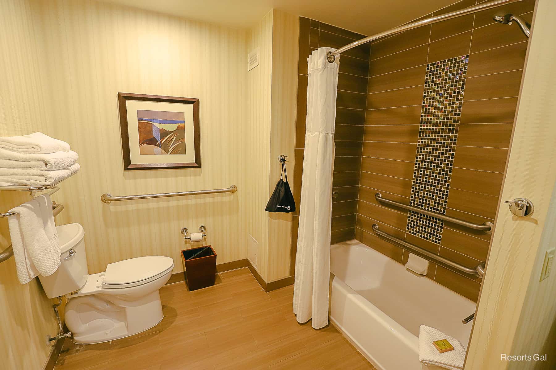 a spacious guest bath in the Doubletree Suites by Hilton 