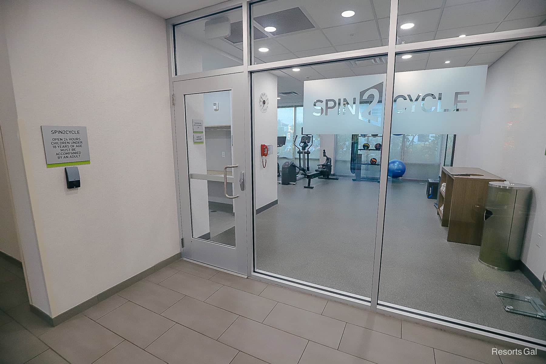 the entrance to the hotel gym 