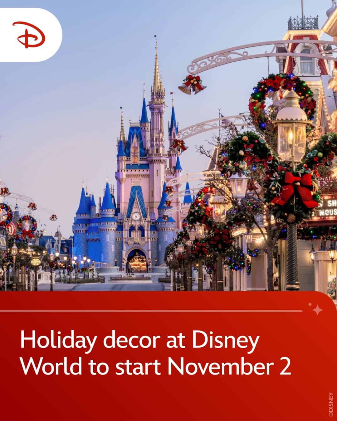 Disney announcement that Holiday decor will start November 2nd