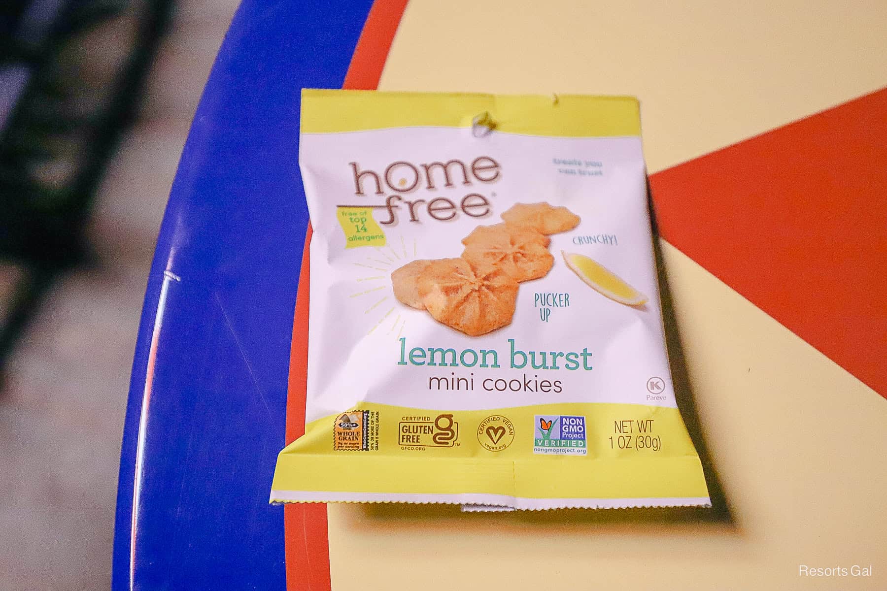 a pack of lemon burst mini cookies from the complimentary treat location at Santa's Christmas Carnival