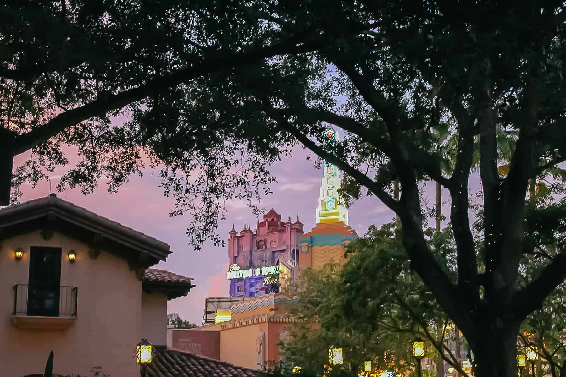 The Hollywood Tower Hotel at sunset 