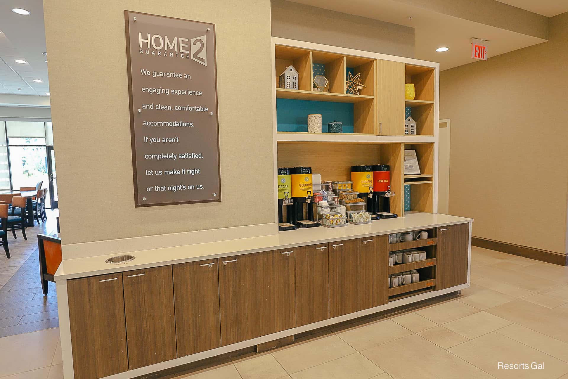 a coffee bar welcomes guests to the Home2 Suites at Flamingo Crossings