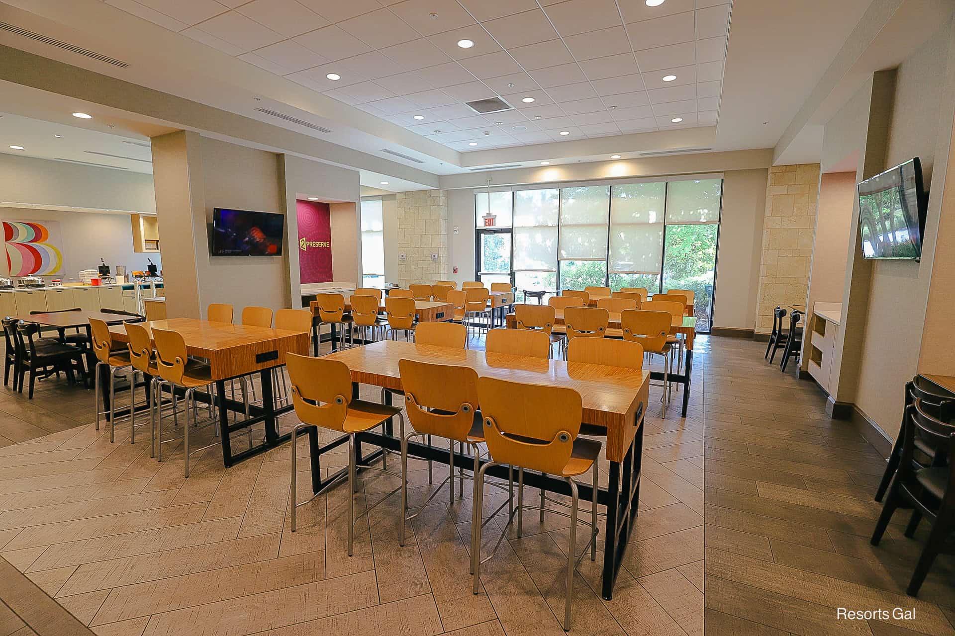 the dining room where guests take advantage of complimentary breakfast