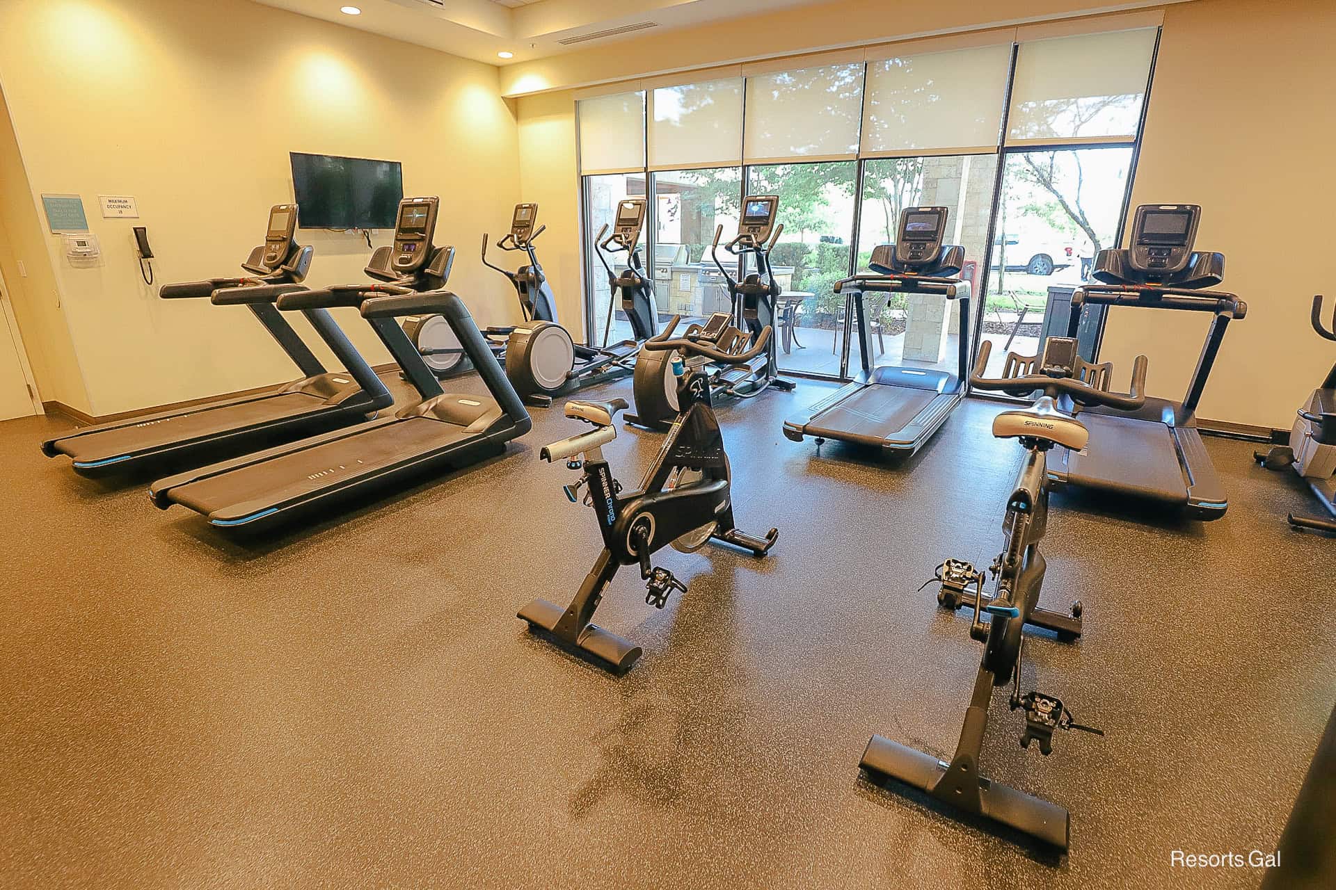 exercise equipment in the hotel gym at Home2 Suites by Hilton at Flamingo Crossings