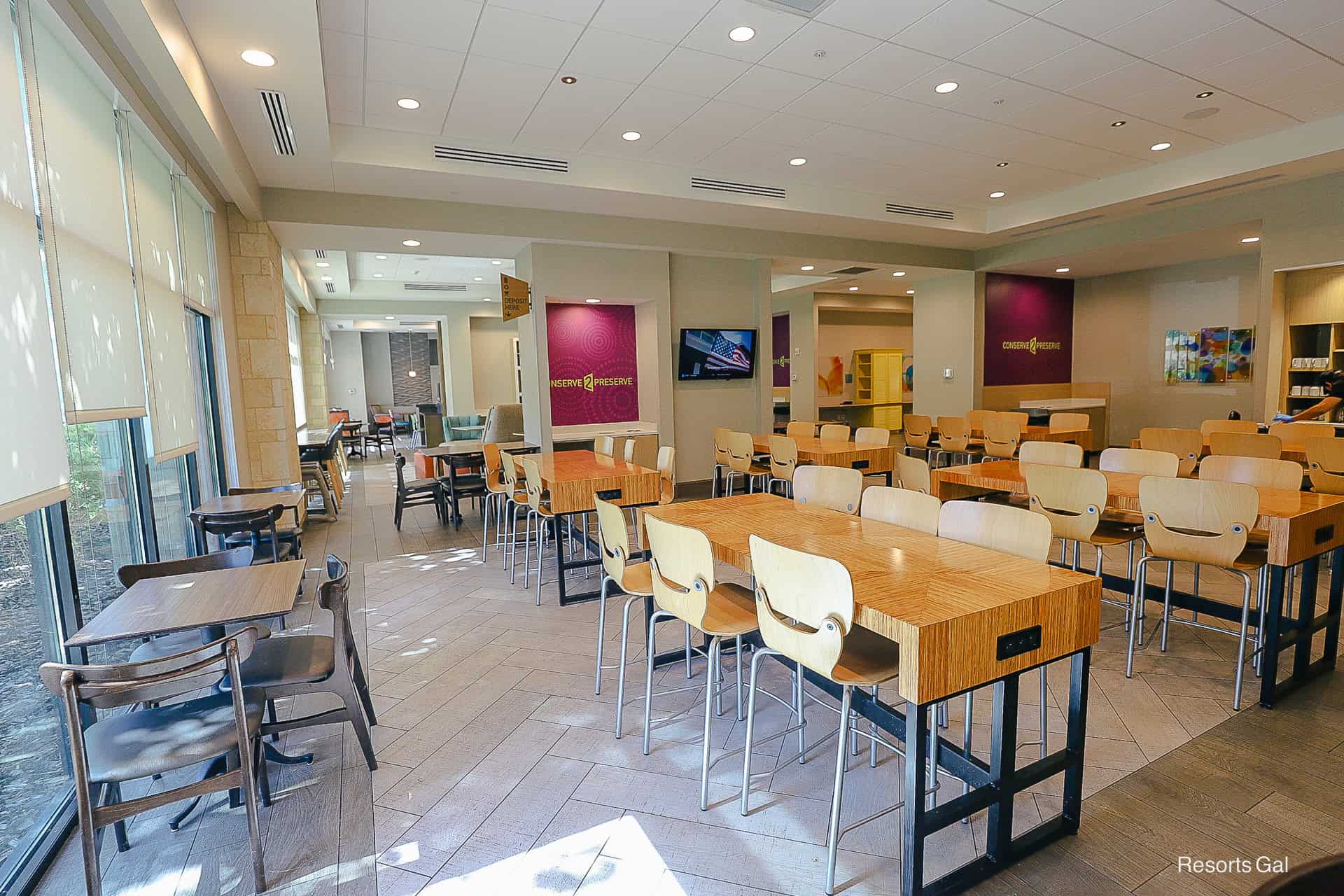 an angle view of the dining ara