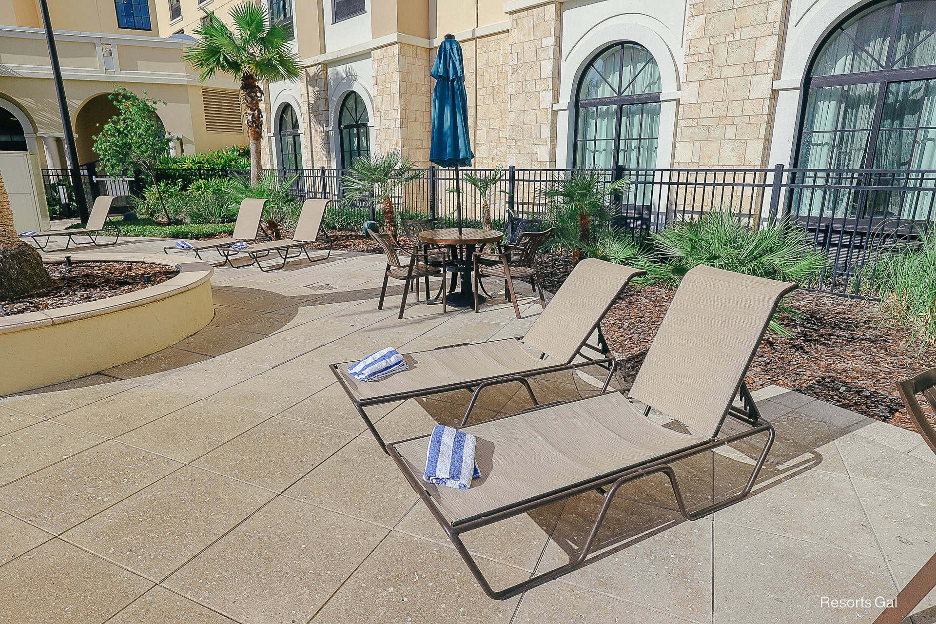 pool chairs with towels