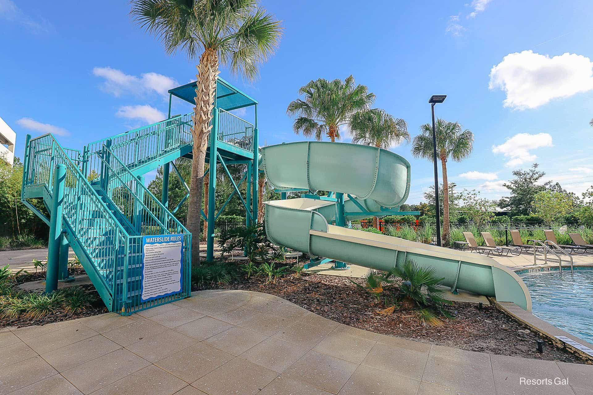 the water slide by the pool