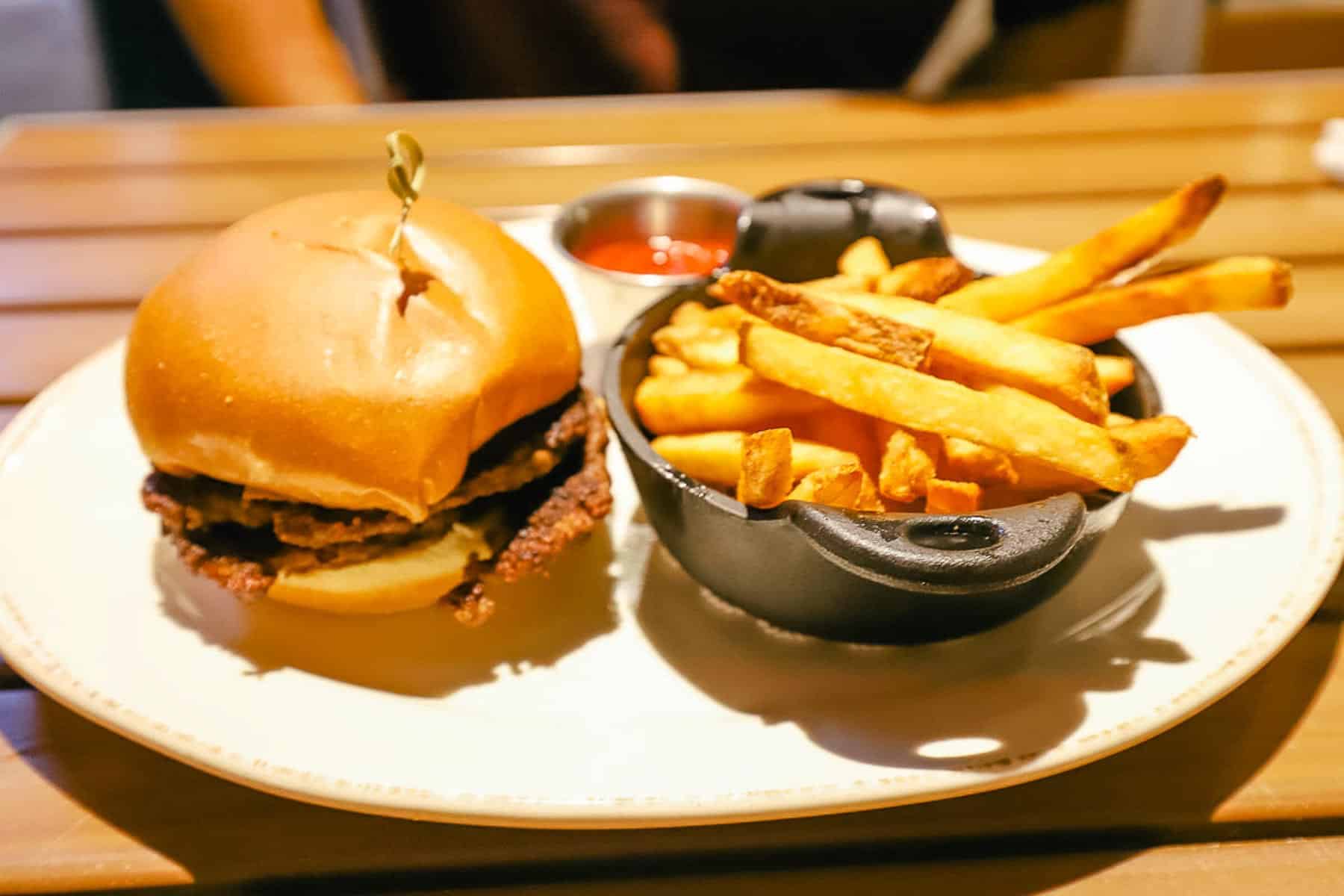 Chef Art's Burger with fries 