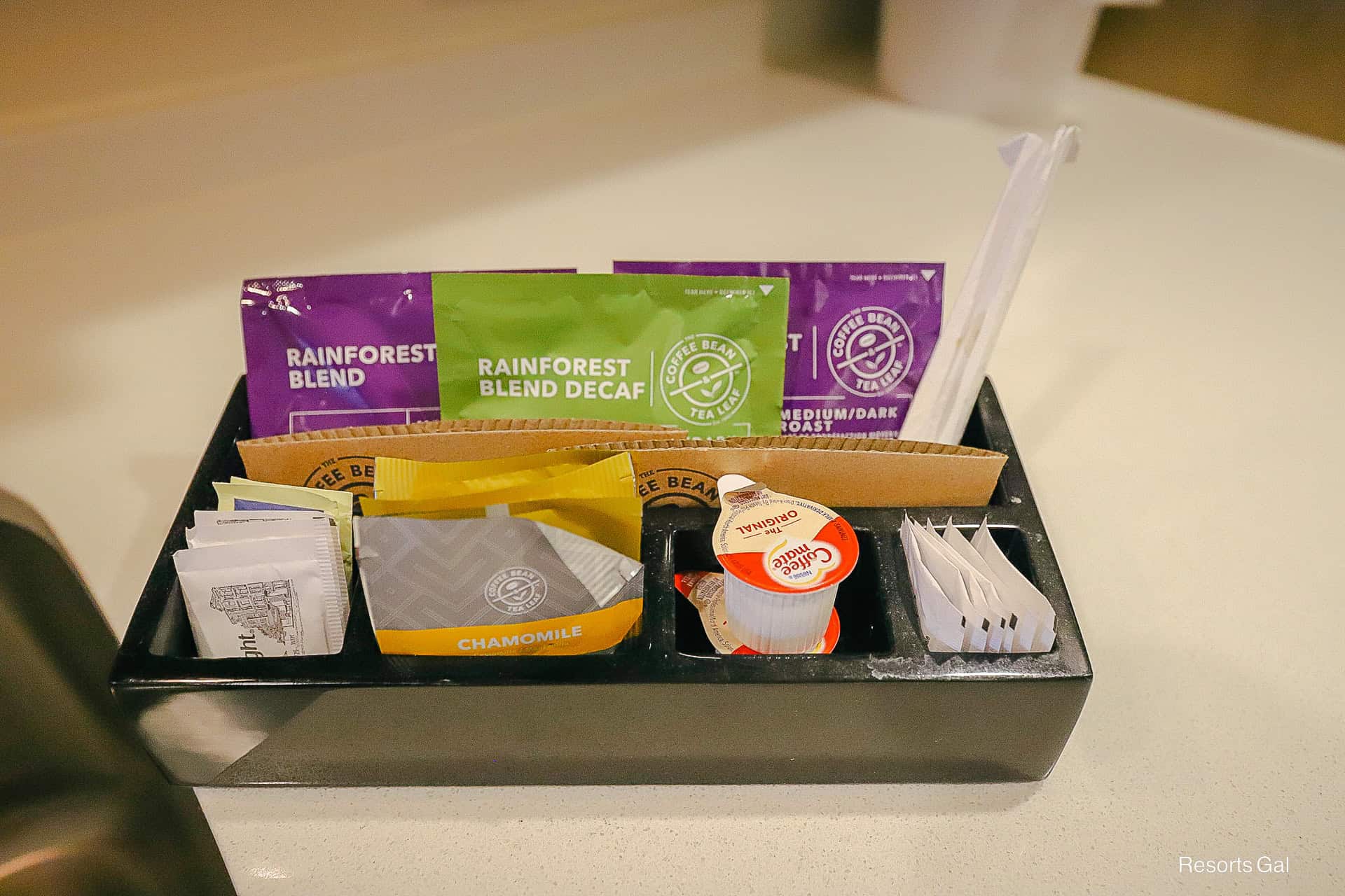 coffee options and other in room amenities