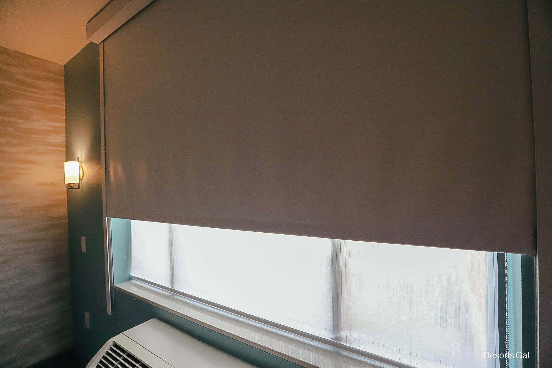 a partial roll down shade at the Home2 Suites by Hilton