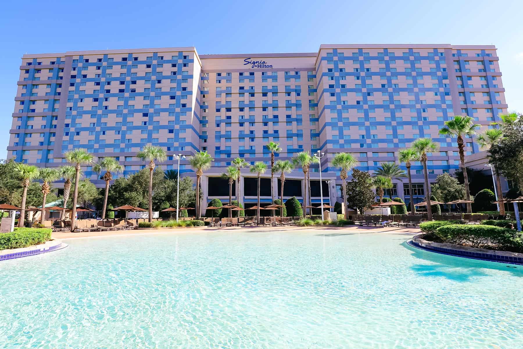 a large pool with zero-depth entry at an off-site hotel 