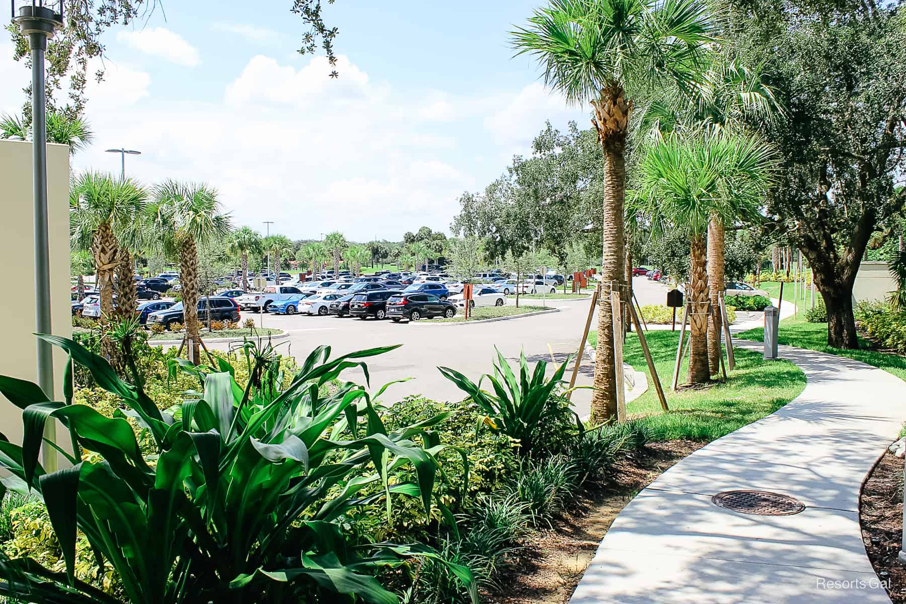 parking lots sits behind the hotel 