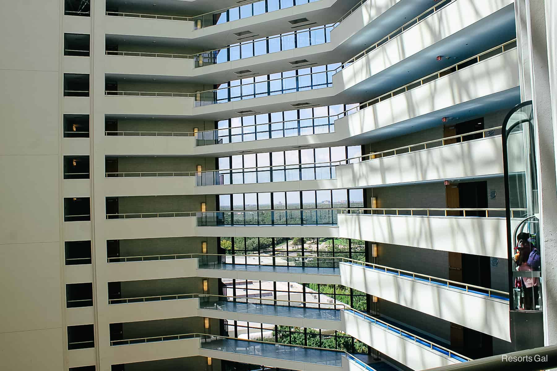 different levels and interior balconies in the Hyatt Grand Cypress