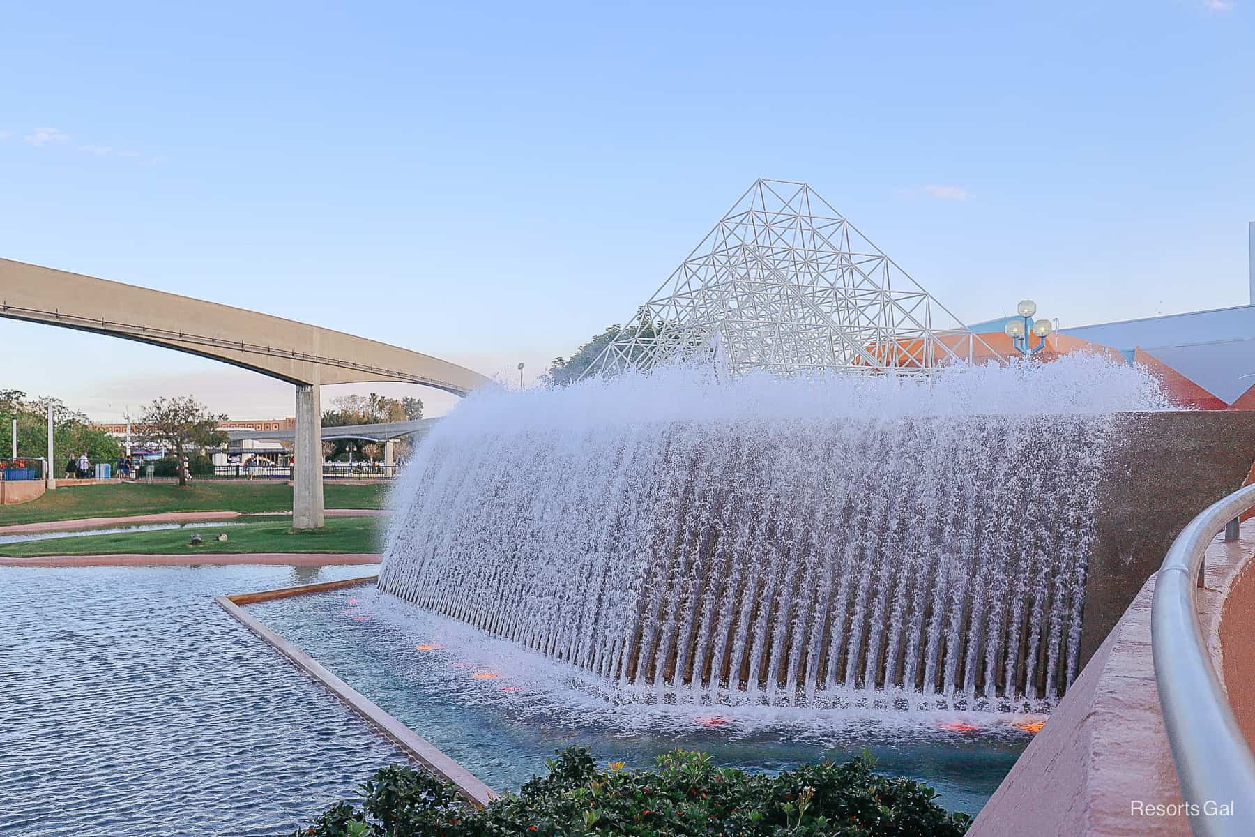 The leapfrog fountain flows up instead of down. 