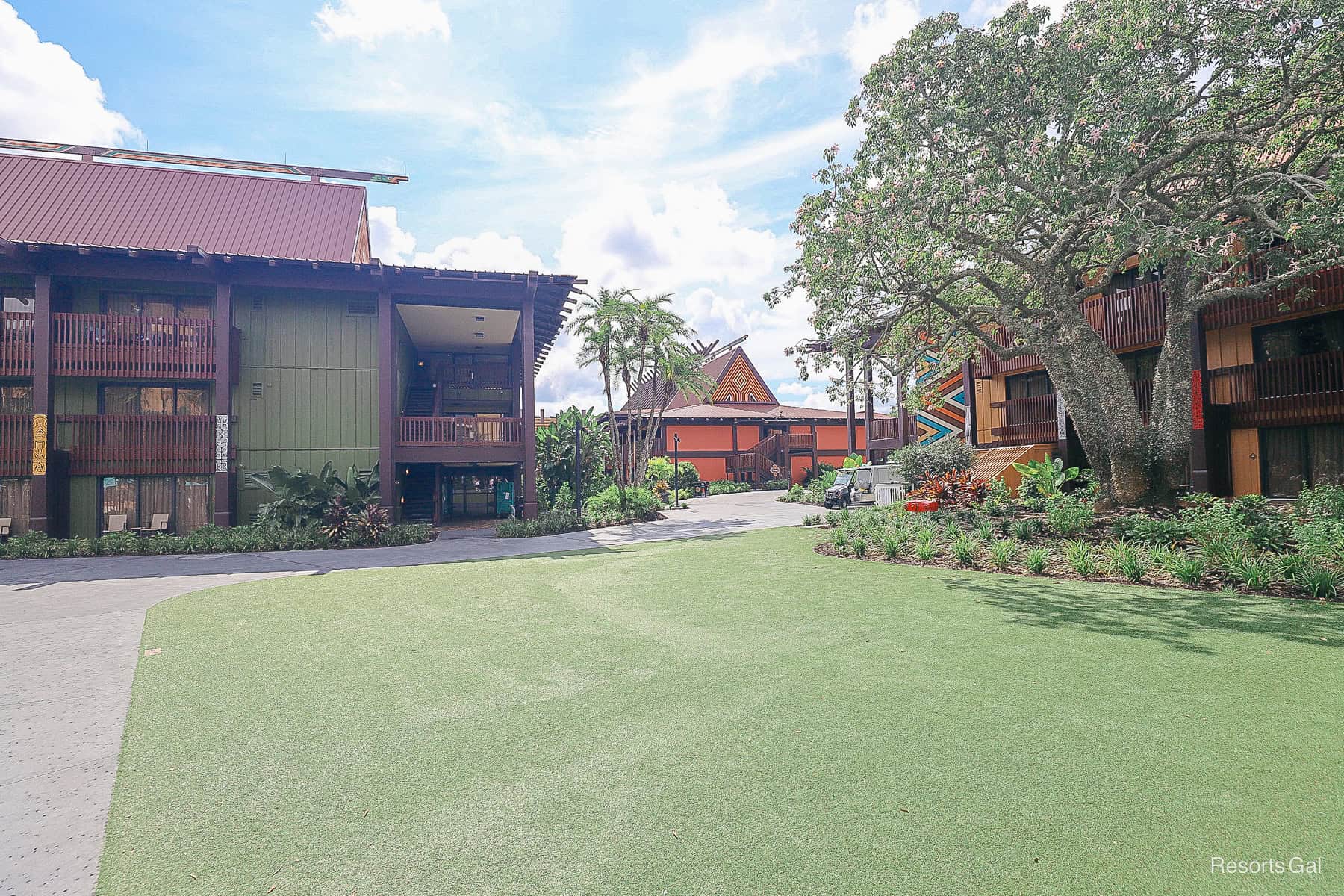 an astro turf lawn at the Polynesian