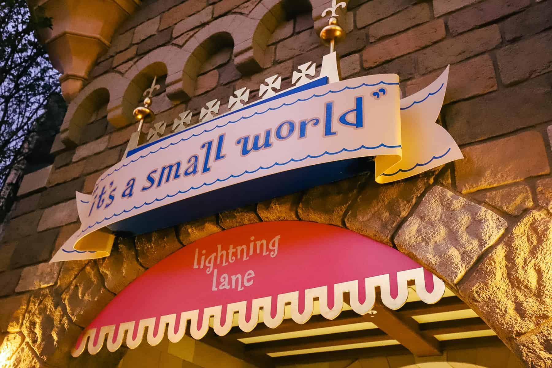 Lightning Lane entrance for "it's a small world" 