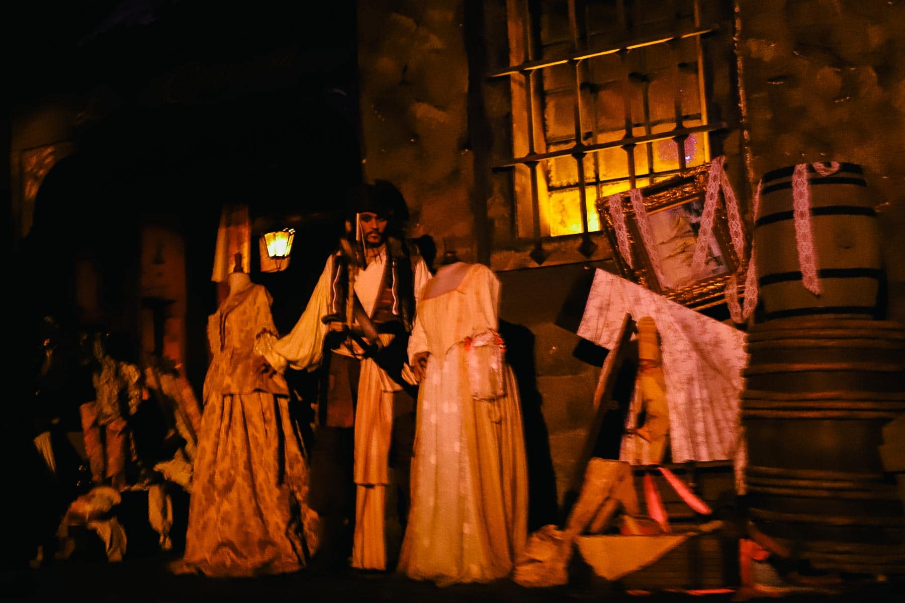 Captain Jack Sparrow hidden on the Pirates of Caribbean ride. 