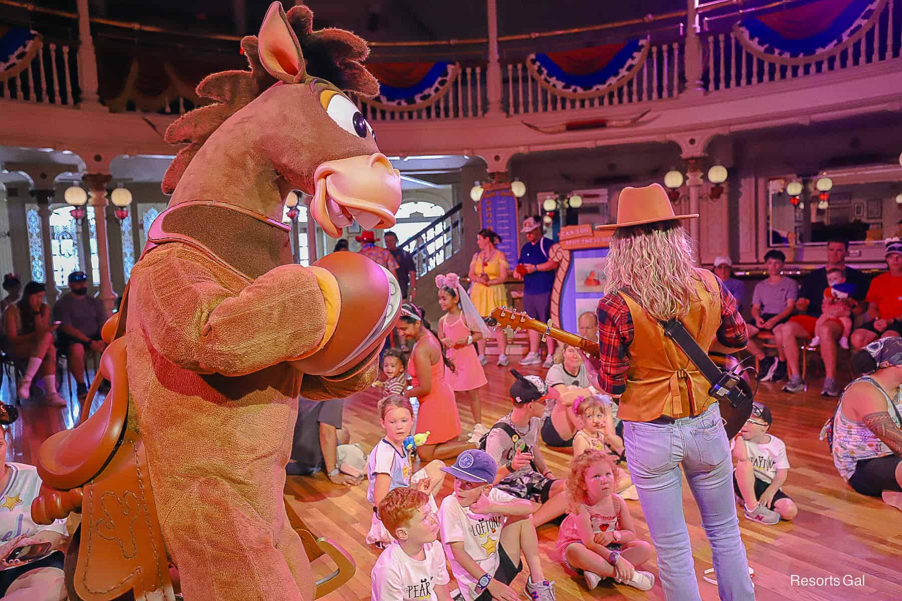 Bullseye interacts with guests 
