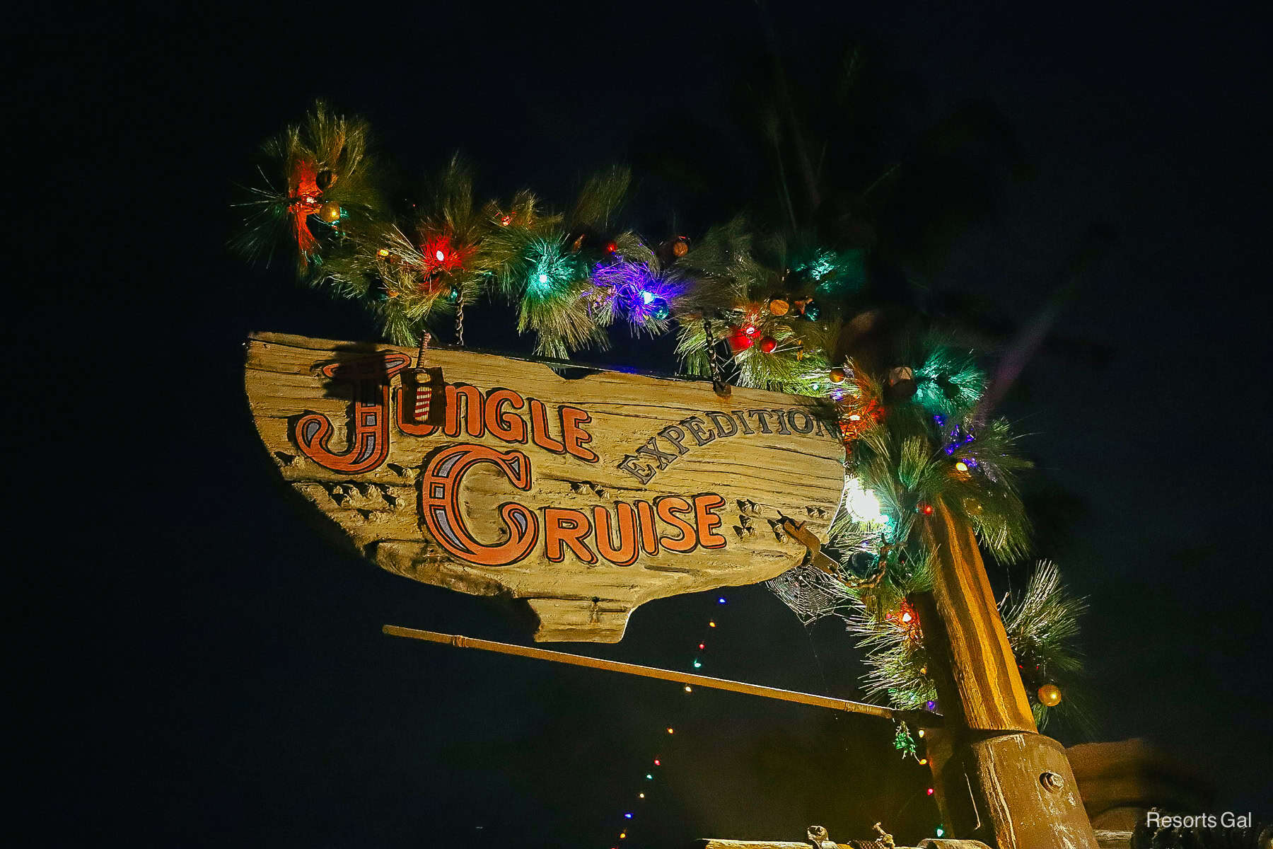 the sign outside the Jingle cruise at Magic Kingdom