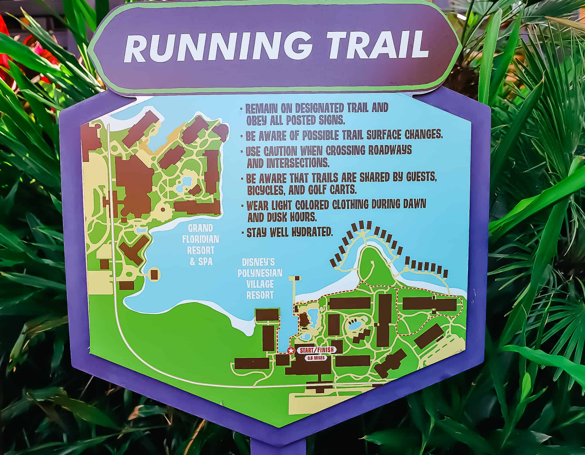 running trail map for Disney's Polynesian
