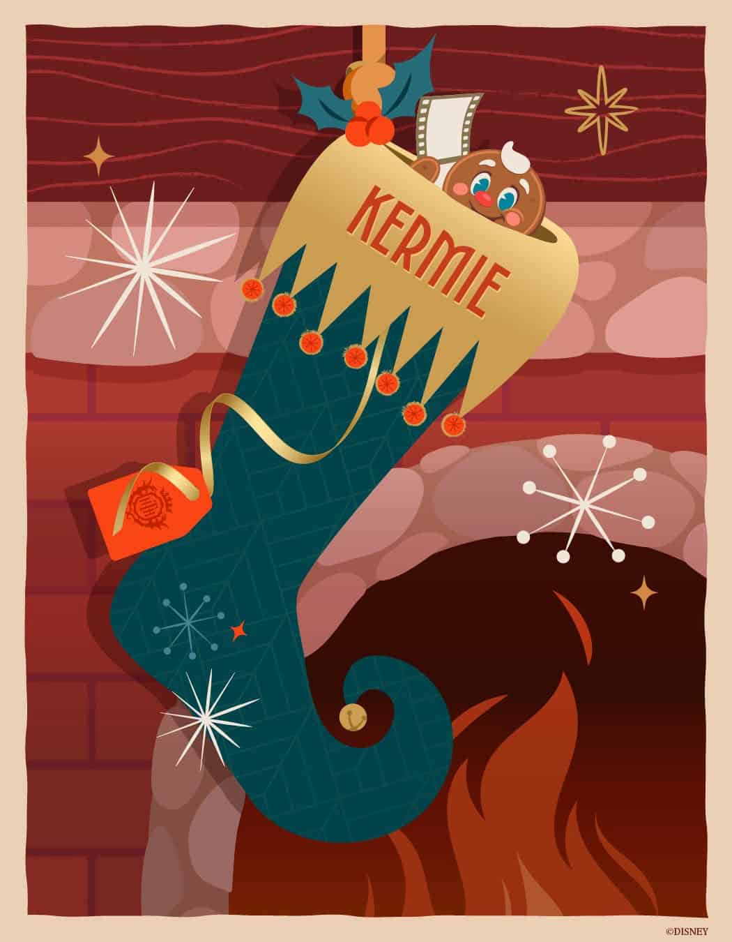a stocking representing Jollywood Nights at Disney's Hollywood Studios