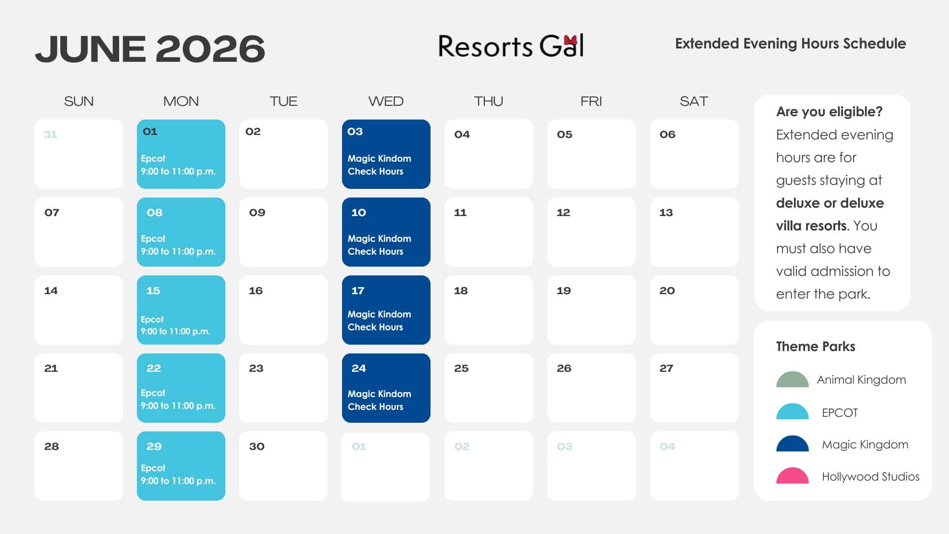 June 2026 Extended Evening Hours Schedule 