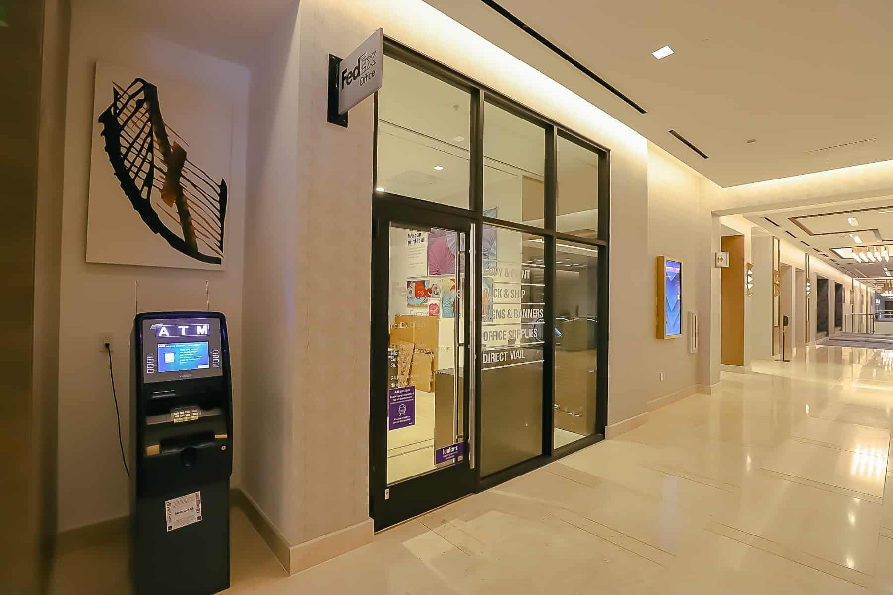 a mini FedEx store in the hotel offers shipping and office services 