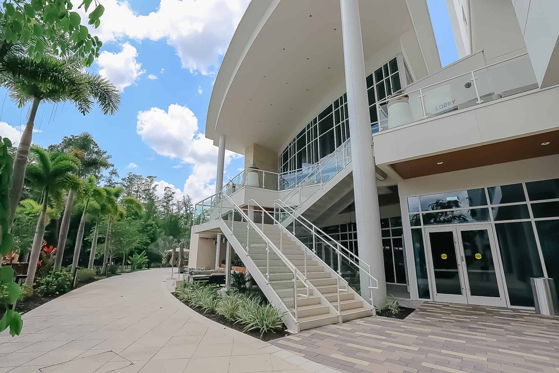 view of the lobby from the pool area 