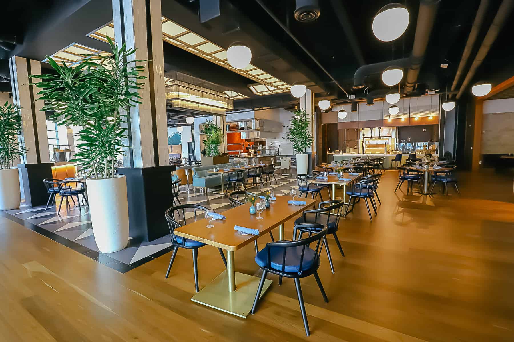 tables and chairs in the restaurant 